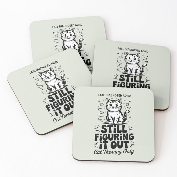 Item preview, Late Diagnosed ADHD Still Figuring It Out Cat designed and sold by GrafTeesLab.