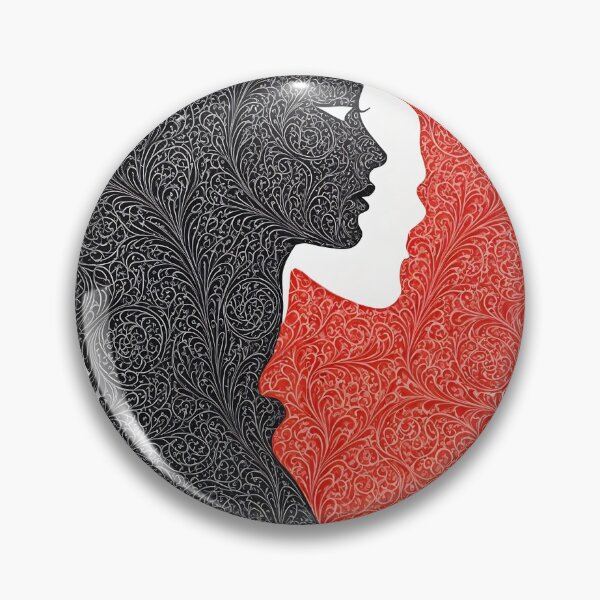 Item preview, Black & Red Ornamental Profiles – Symmetry in Contrast designed and sold by ShaDeS-AI-Art.