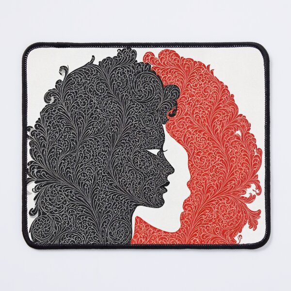 Item preview, Black & Red Ornamental Profiles – Symmetry in Contrast designed and sold by ShaDeS-AI-Art.