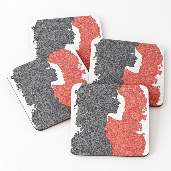 Item preview, Black & Red Ornamental Profiles – Symmetry in Contrast designed and sold by ShaDeS-AI-Art.