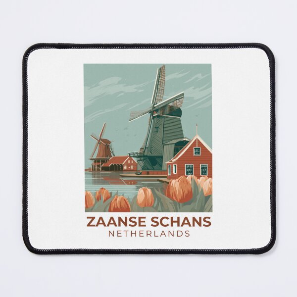 Item preview, A Vintage Travel Illustration of Zaanse Schans - Netherlands designed and sold by GoodOldVintage.