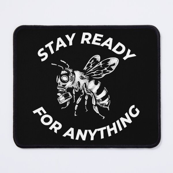 Item preview, Stay Ready For Anything | Vintage Bee Gas Mask Motivational Quote Emblem designed and sold by Hamza25const.