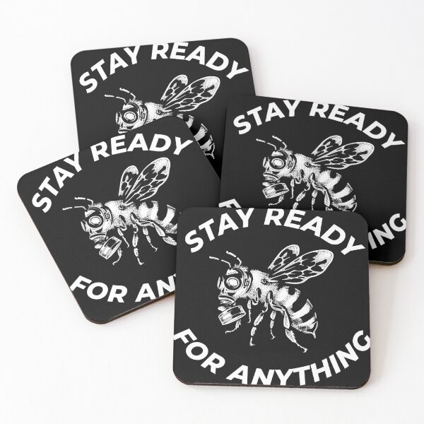 Item preview, Stay Ready For Anything | Vintage Bee Gas Mask Motivational Quote Emblem designed and sold by Hamza25const.