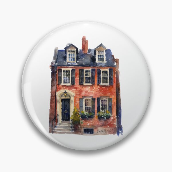 Artikelvorschau, Aquarell-Kunstdruck eines Reihenhauses in Beacon Hill, Boston entworfen und verkauft von GASCE Studio.