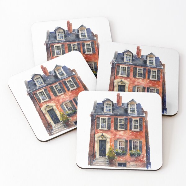 Item preview, Beacon Hill Boston Rowhouse Watercolor Art Print designed and sold by GASCE Studio.