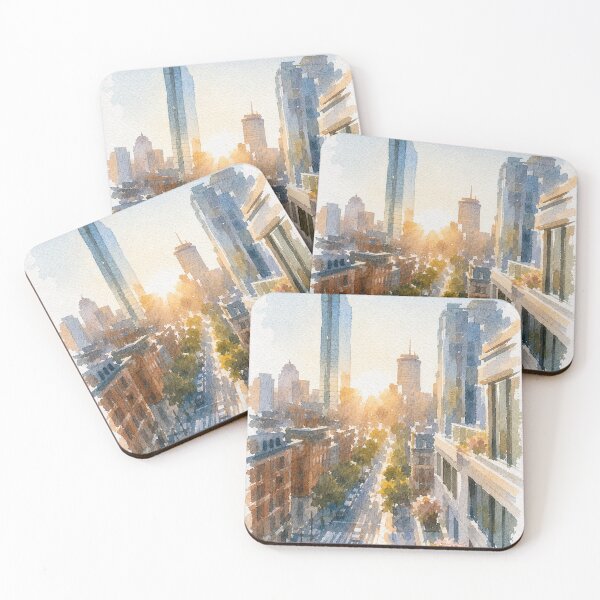 Item preview, Boston City Skyline Autumn Watercolor Art Print designed and sold by GASCE Studio.
