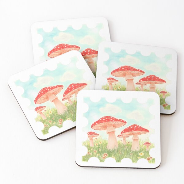 Item preview, Vintage Fairycore Mushroom Meadow Vintage Stamp Art designed and sold by AkaiRoom.