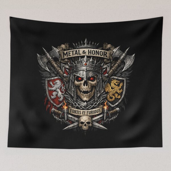 Item preview, Medieval Skull King Crest – Metal & Honor Gothic Warrior Emblem designed and sold by SidTastic .