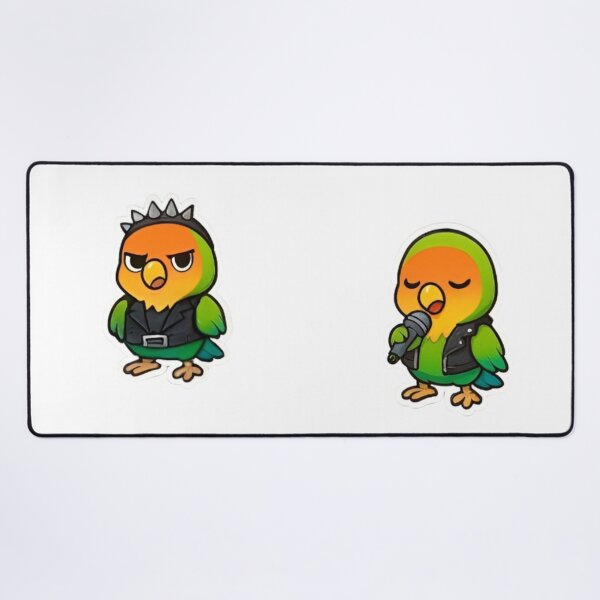 Item preview, Punk Rock Lovebird Playing Guitar Mohawk Leather Jacket Rose Faced Agapornis designed and sold by Good Vibes .