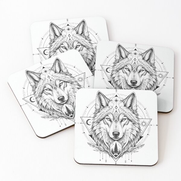Item preview, Sacred Wolf Mandala Guardian Line Art designed and sold by suryabumblee.