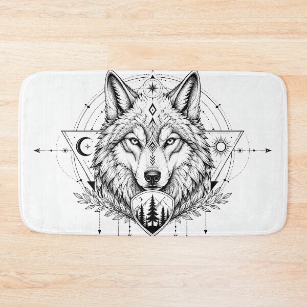 Item preview, Sacred Wolf Mandala Guardian Line Art designed and sold by suryabumblee.