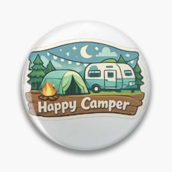 Item preview, Happy Camper Sticker — Tent Caravan Campfire Night Sky Pine Trees Moon Stars Camping Outdoor Adventure Decal designed and sold by CosyCush.