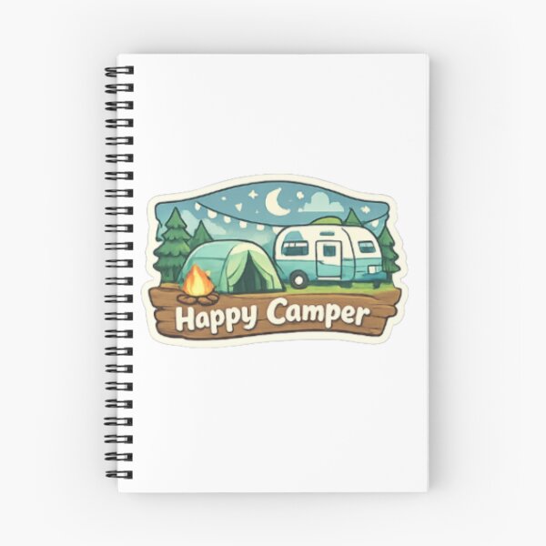Item preview, Happy Camper Sticker — Tent Caravan Campfire Night Sky Pine Trees Moon Stars Camping Outdoor Adventure Decal designed and sold by CosyCush.