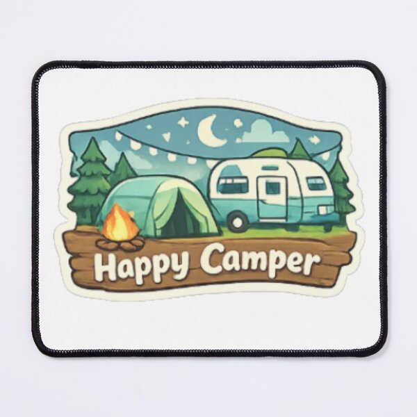 Item preview, Happy Camper Sticker — Tent Caravan Campfire Night Sky Pine Trees Moon Stars Camping Outdoor Adventure Decal designed and sold by CosyCush.