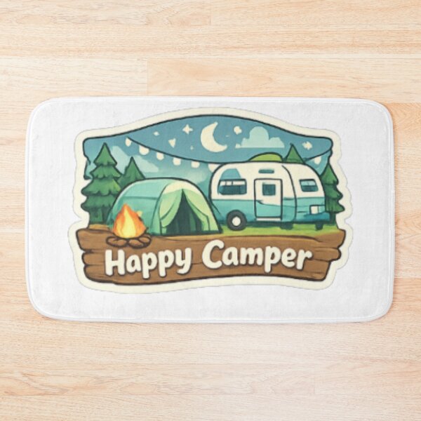 Item preview, Happy Camper Sticker — Tent Caravan Campfire Night Sky Pine Trees Moon Stars Camping Outdoor Adventure Decal designed and sold by CosyCush.