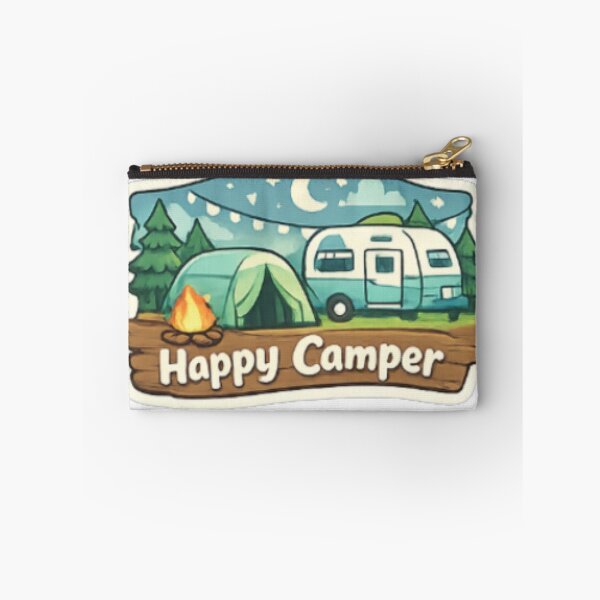 Item preview, Happy Camper Sticker — Tent Caravan Campfire Night Sky Pine Trees Moon Stars Camping Outdoor Adventure Decal designed and sold by CosyCush.