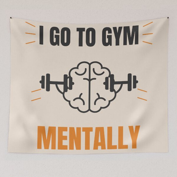 Item preview, I Go To Gym Mentally Funny Fitness Quote Aesthetic Minimal Beige Design designed and sold by Uvclick.