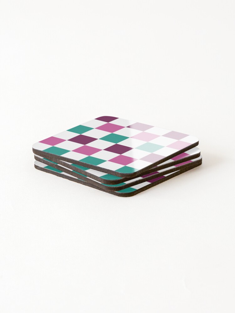 Thumbnail 4 of 5, Coasters (Set of 4), Checkerboard Pattern- Multicolor Retro Squares designed and sold by Colorblizz.