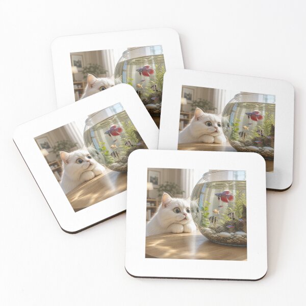 Item preview, Curious Cat Discovering Aquarium World designed and sold by LovelyCatGalaxy.