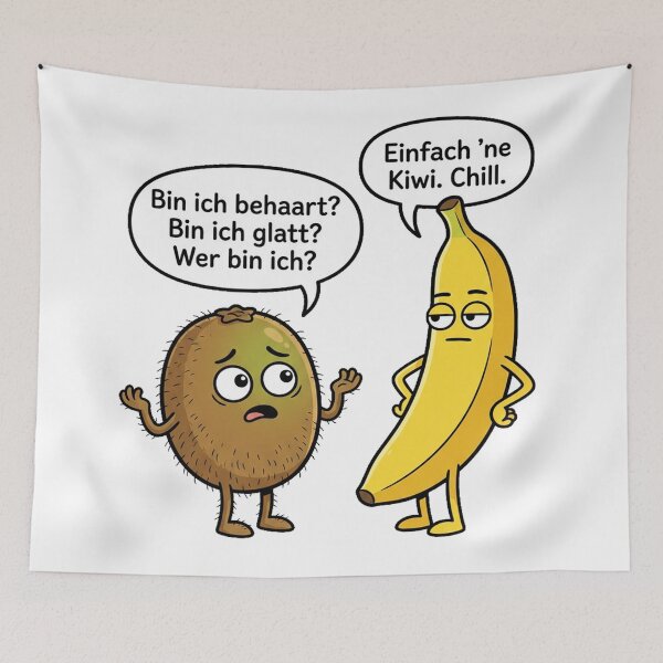 Item preview, “Kiwi identity crisis – Funny fruit comic motif” designed and sold by Herzbaumatelier.
