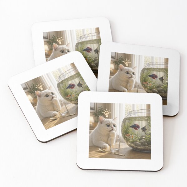 Item preview, Funny Cat Gets a Genius Idea – Aquarium Story designed and sold by LovelyCatGalaxy.