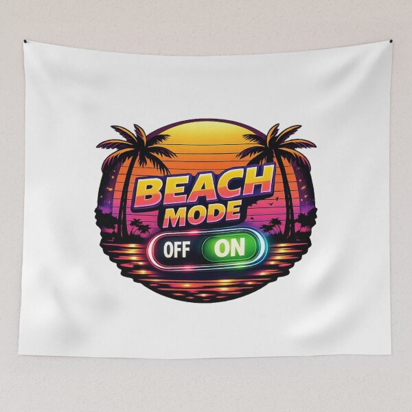 Item preview, Beach Mode – Neon Sunset Vibes T-Shirt designed and sold by MerchlyMike.