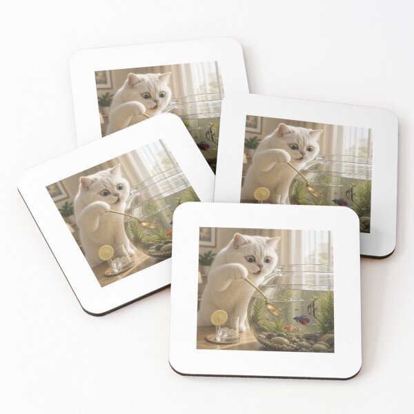 Item preview, Funny Cat Making Fish Tea – Aquarium Chaos designed and sold by LovelyCatGalaxy.