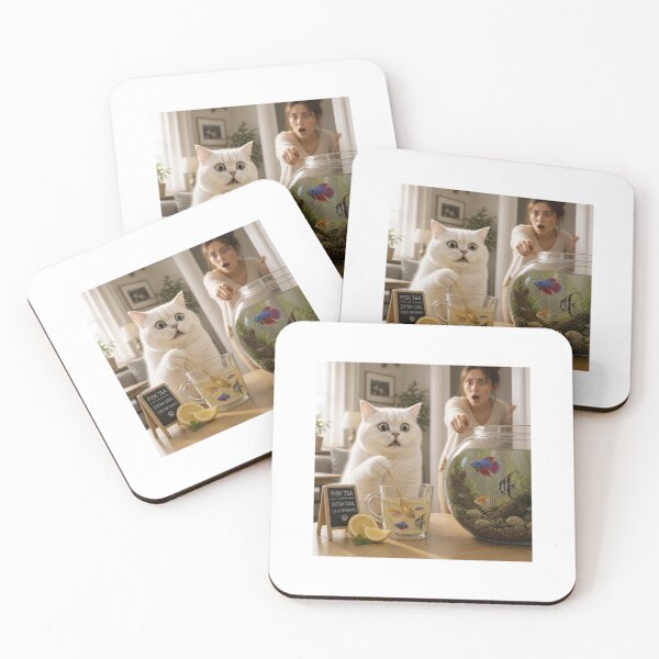 Item preview, Funny Cat Caught Making Fish Tea designed and sold by LovelyCatGalaxy.