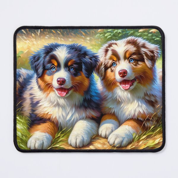 Item preview, Australian Shepherd Puppies Acrylic Art Aussie Portrait designed and sold by Puppy Puzzles Plus.