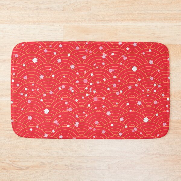 Item preview, Japanese Sakura Pattern – Red Seigaiha Waves with Cherry Blossom Floral Design designed and sold by Italkam.