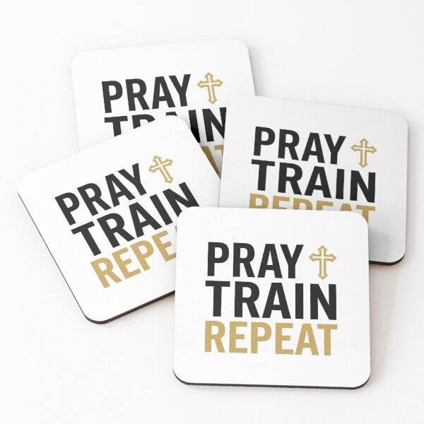 Item preview, Pray Train Repeat Christian Gym Workout Tee designed and sold by Dreprogress.