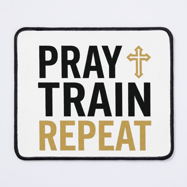 Item preview, Pray Train Repeat Christian Gym Workout Tee designed and sold by Dreprogress.