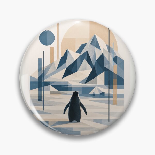 Item preview, Geometric Penguin Arctic Landscape - Boho Winter Nature Art designed and sold by Nova Graphix.