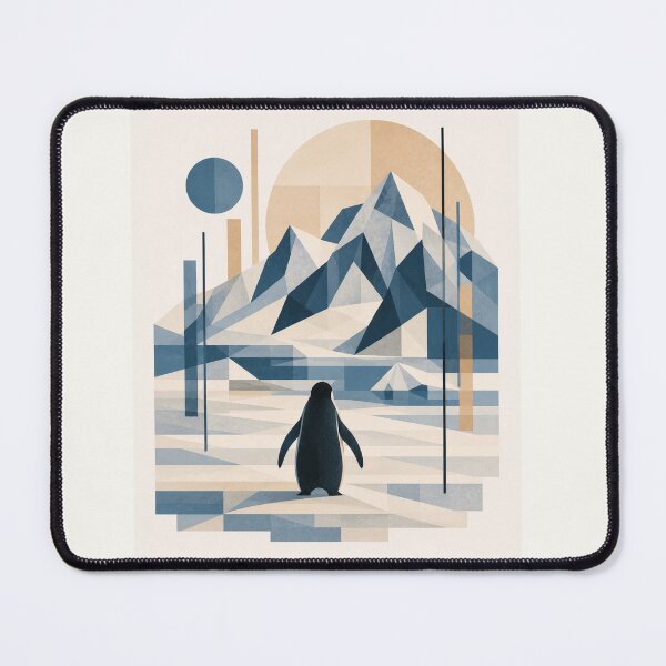 Item preview, Geometric Penguin Arctic Landscape - Boho Winter Nature Art designed and sold by Nova Graphix.