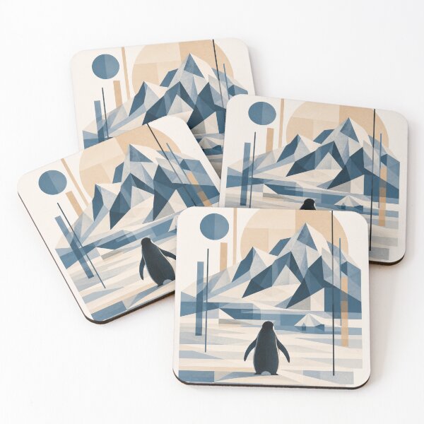 Item preview, Geometric Penguin Arctic Landscape - Boho Winter Nature Art designed and sold by Nova Graphix.