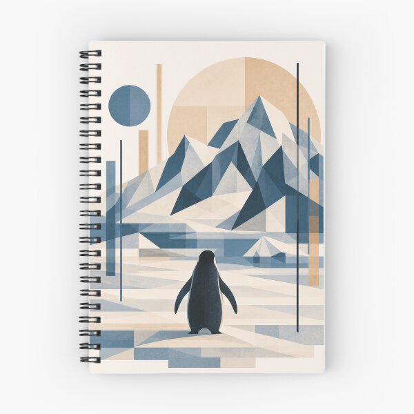 Item preview, Geometric Penguin Arctic Landscape - Boho Winter Nature Art designed and sold by Nova Graphix.