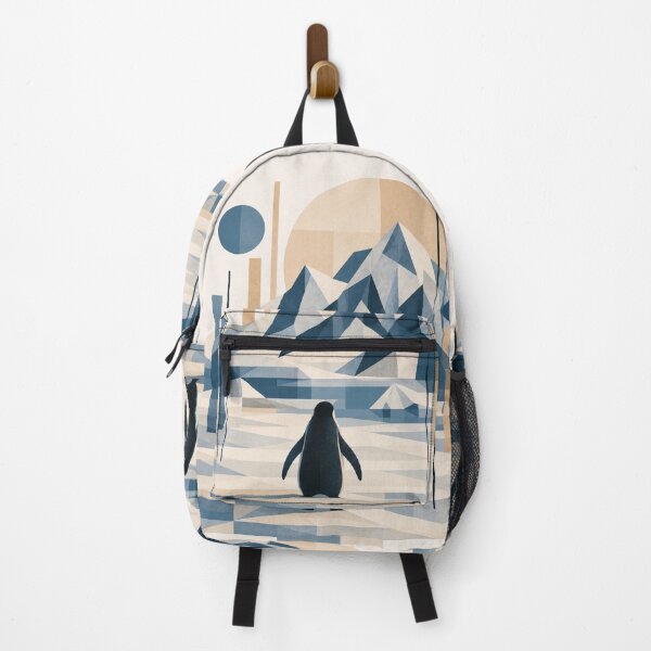 Item preview, Geometric Penguin Arctic Landscape - Boho Winter Nature Art designed and sold by Nova Graphix.