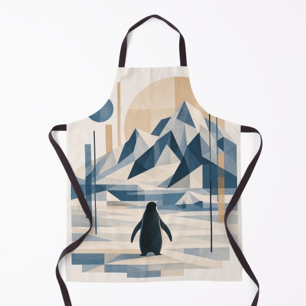 Item preview, Geometric Penguin Arctic Landscape - Boho Winter Nature Art designed and sold by Nova Graphix.