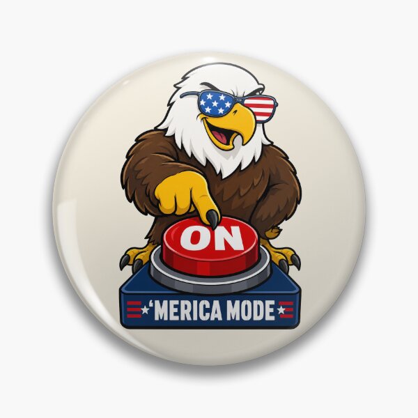 Item preview, Funny Patriotic Eagle America Mode Button Design designed and sold by MythicCotton.