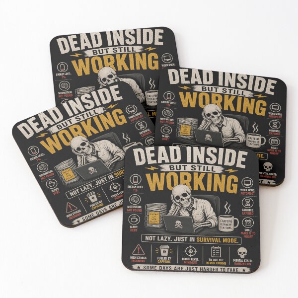 Item preview, Dead Inside But Still Working Funny Office Skeleton Meme designed and sold by TrendPrintsforyou.