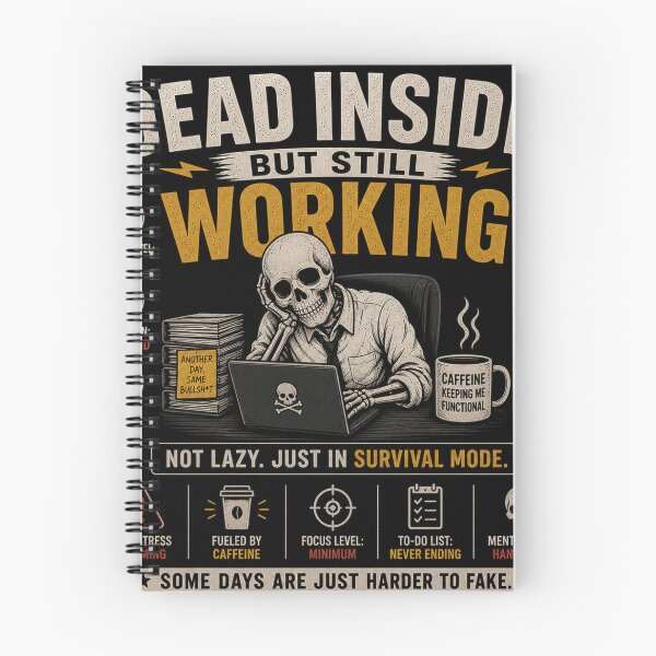 Item preview, Dead Inside But Still Working Funny Office Skeleton Meme designed and sold by TrendPrintsforyou.