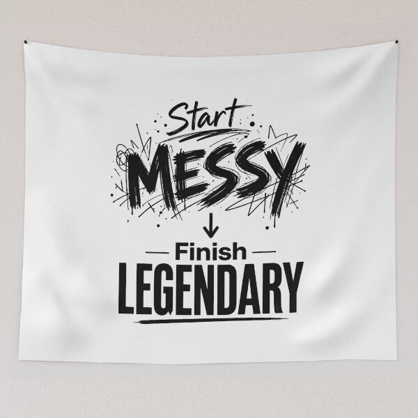 Item preview, Start Messy Finish Legendary T-Shirt | Motivational Typography Design | Discipline Over Motivation | Streetwear Graphic Tee designed and sold by XxZainStylexX.