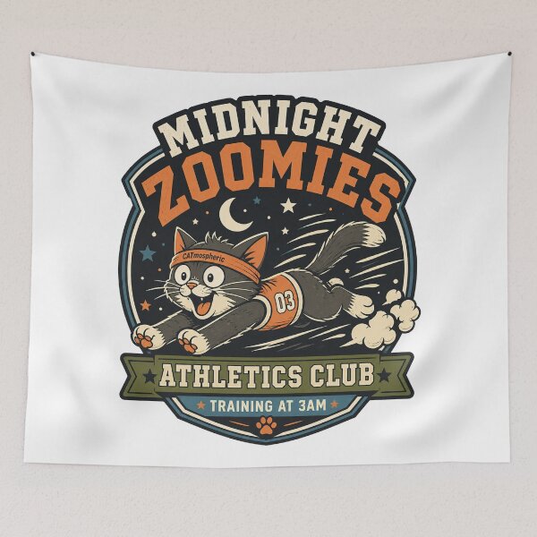 Item preview, Midnight Zoomies Athletics Club Funny Cat T-Shirt designed and sold by MAF_Merch.