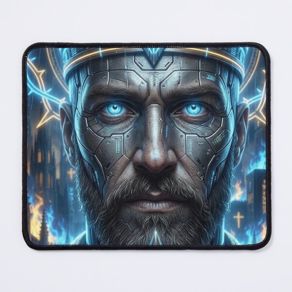 Item preview, Futuristic Jesus Neon Cyberpunk Digital Art Messiah designed and sold by Cobaltcore78.