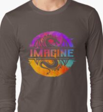 IMAGINE Bunter Aquarell-Grafik-Drache Langarmshirt