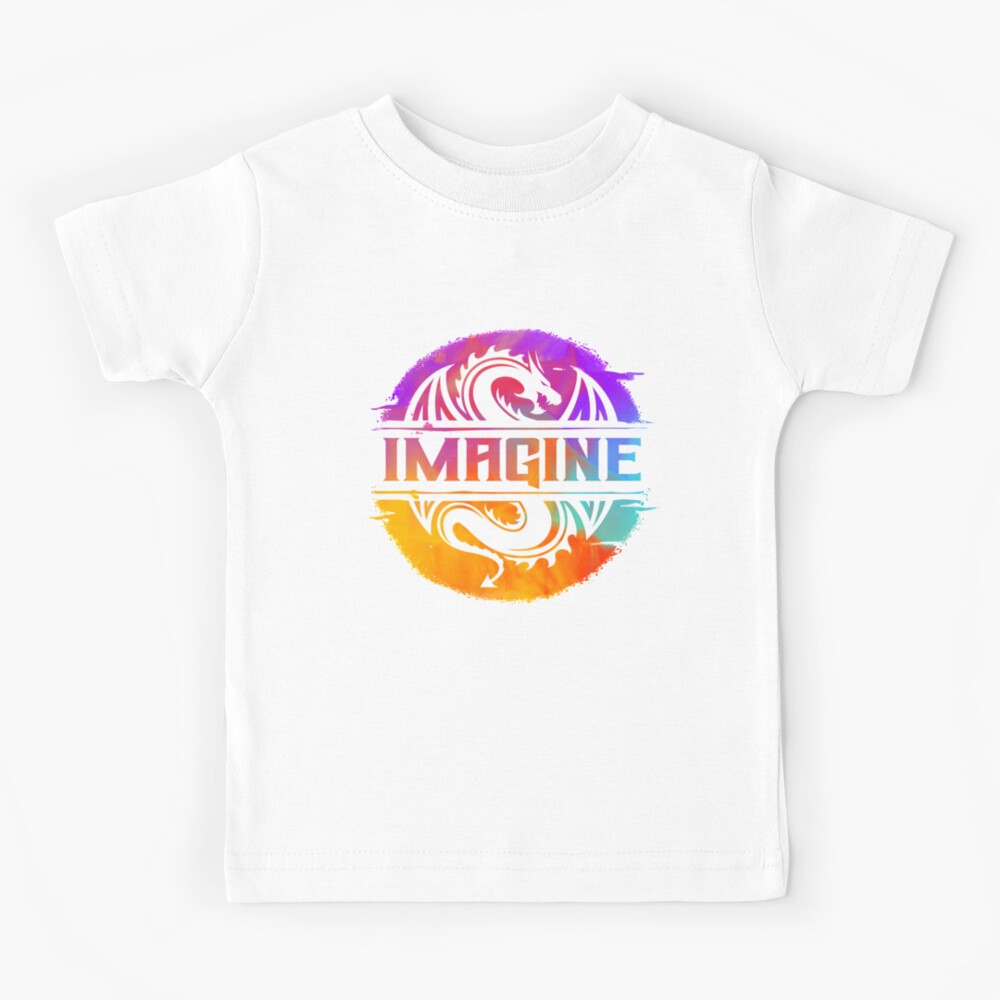 IMAGINE Colorful Watercolour Graphic Dragon Kids T-Shirt