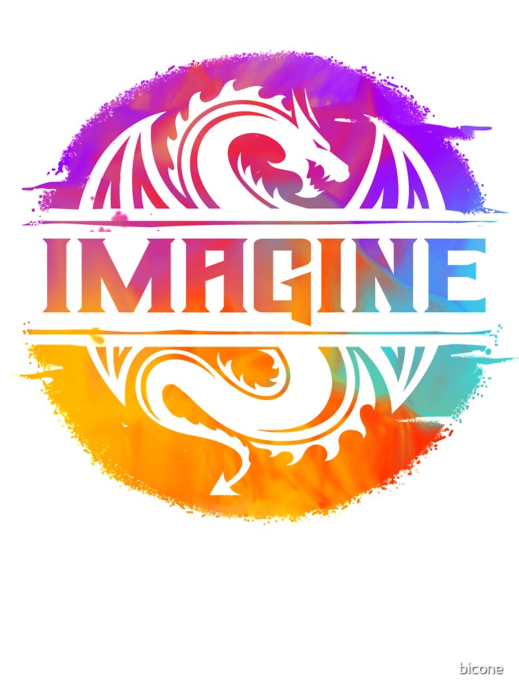 Thumbnail 2 of 2, Kids T-Shirt, IMAGINE Colorful Watercolour Graphic Dragon designed and sold by bicone.