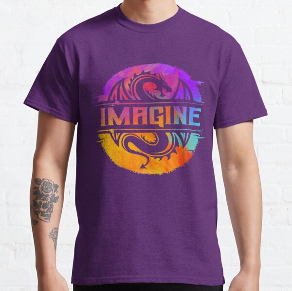 IMAGINE Colorful Watercolour Graphic Dragon  Classic T-Shirt