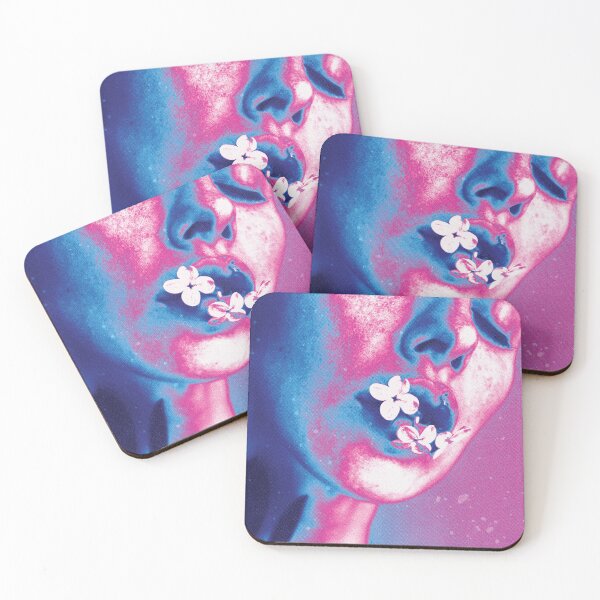 Item preview, Surrealist Duotone Poster with Pink Blue Floral and Portrait designed and sold by AnotherUnwanted.