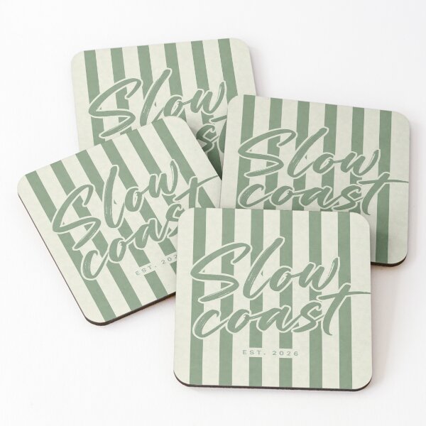 Item preview, Sage Green Coastal Stripe Design | Slow Coast Typography | Minimal Beach Aesthetic | Wall Art, Phone Case, Mug, Tapestry designed and sold by TheSlowShore.
